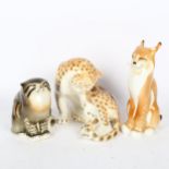 3 USSR and Russian porcelain animals, including a young leopard, height 18cm