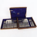 An early 20th century Mappin & Webb silver plated fish service for 12 people, with engraved handles,