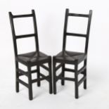 A pair of patinated bronze miniature dining chairs, height 19cm