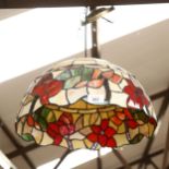 A Tiffany style leadlight stained glass ceiling light fitting, shade diameter 40cm