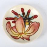 A Moorcroft cream ground dish, with tube-lined orchid, 11.5cm
