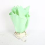 A Vintage plastic green handkerchief design table lamp, 35.5cm