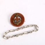 A goldstone anchor design brooch, and a silver bracelet