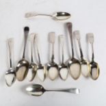 11 various 19th and 20th century silver serving and tablespoons, 14.2oz