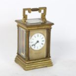 JOSEPH GK & CAIRMS - a brass-cased 8-day carriage clock, with bevelled-glass panels and reeded
