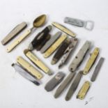 A group of Vintage penknives, including Electrical Component Ltd, horn-handled penknife, silver-