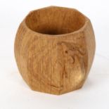 ROBERT MOUSEMAN THOMPSON - an oak napkin ring, with carved mouse, diameter 5cm, height 5cm