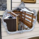 A wall mirror in ornate grey painted frame, width 80cm