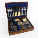A canteen of Old English pattern silver plated cutlery for 6 people, by Atkin Brothers, Sheffield, 1