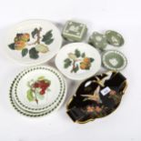 Portmeirion plates, Wedgwood green Jasperware boxes and dishes, and a Carlton Ware dish