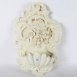 A large Spanish ivory pottery wall sconce, length 52cm