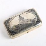 A 19th century Imperial Russian silver and niello rectangular snuffbox, with engraved decoration,