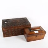 A Regency mahogany sarcophagus tea caddy, and a Victorian carved box (CP 1869)