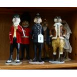 A group of 6 Country Artists meercat figures, including Lawrence, James, and Alexei, tallest 30cm