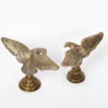 An opposing pair of cast-bronze eagle figures, wingspan 18cm