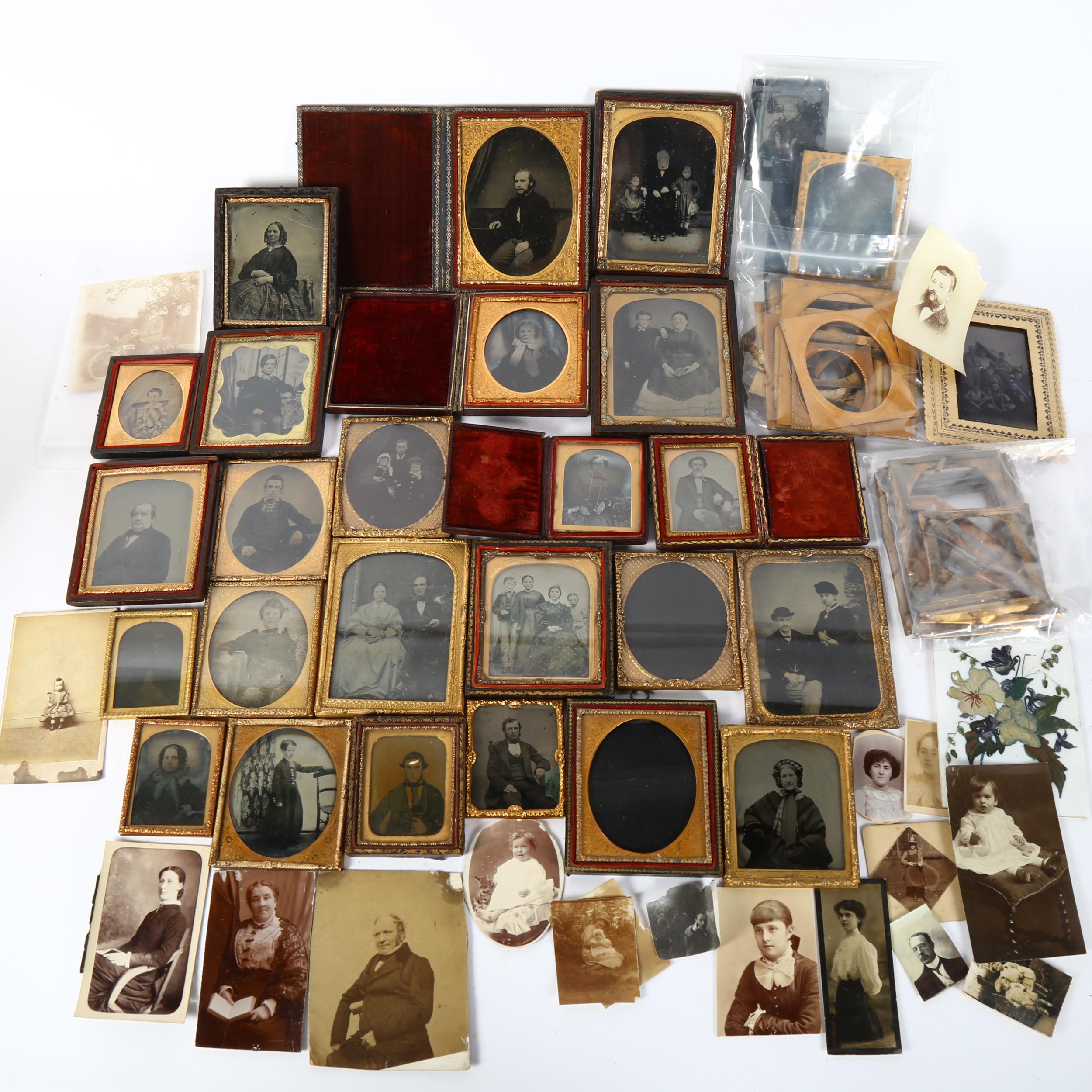 A quantity of Antique daguerrotypes and early photographs, mainly portraits