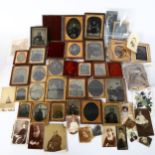 A quantity of Antique daguerrotypes and early photographs, mainly portraits