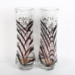 A pair of Polish cut-lead crystal vases, with floral decoration, height 34cm