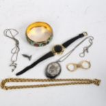 JUVENIA - a lady's wristwatch, an unusual folding ring, costume jewellery, a silver pendant etc