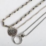 2 Danish silver pendant necklaces, and a triangular link design necklace (3)