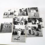 8 Vintage black and white golfing photographs, depicting Sean Connery, Bruce Forsyth, and Roy Castle