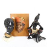 A painted plaster African bust, numbered 6015, and registration no. 885747 to the base of the