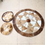 A circular stitched hide mat, and 2 others (3)