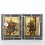 WITHDRAWN - A pair of hand painted stained glass leadlight panels, with date 1514, 25cm x 20cm