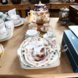 Coffee cans and saucers, Edwardian Imari style teapot and similar plates, vases etc