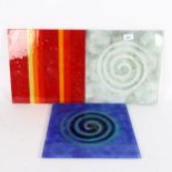 A group of 3 glass tiles, 30cm