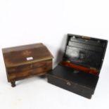 A Victorian travelling writing slope, and a hardwood and brass-bound modern Indian box