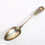 A Russian Fiddle pattern silver tablespoon, with engraved decoration