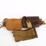 2 leather cross-body hunting pouches, and rifle case