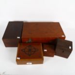 A group of 5 Vintage boxes, longest 38cm across