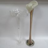 A tall art glass vase and a large jack in the pulpit vase