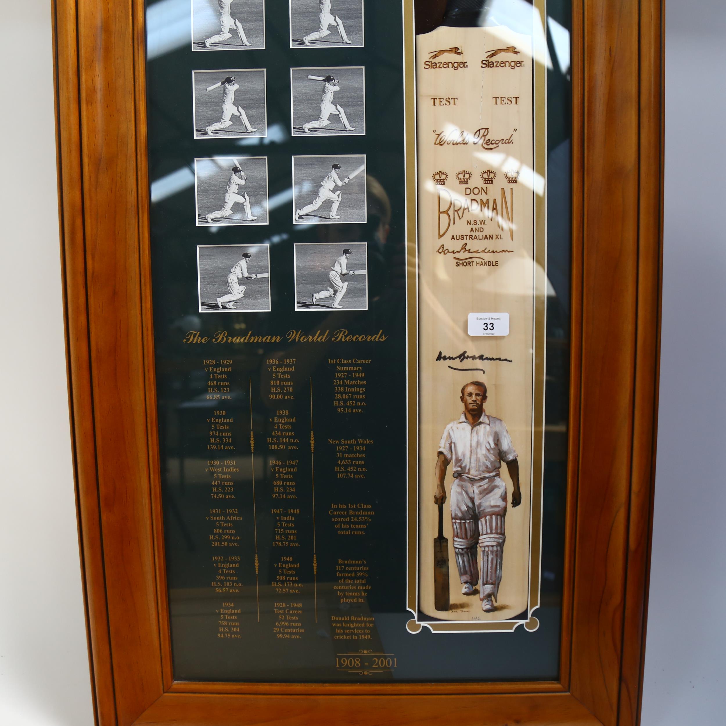 A limited edition Sir Donald Bradman cricket bat, signed with hand painted portrait by Dave - Image 2 of 2