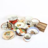 Various Oriental cups and saucers, boxes etc