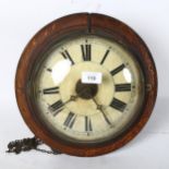 A 19th century postman's alarm clock, with single weight and pendulum (1 weight missing), overall