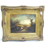 19th century oil on copper, rural landscape, unsigned, framed, overall 55cm x 65cm