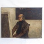 Sean McMillan, oil on canvas, portrait of an artist, signed and dated '74, 74cm x 100cm, framed Good