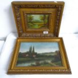 L Fribre, oil on board, river view, framed, and another (2)