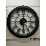 A modern open face wall clock with quartz movement, D 75cm