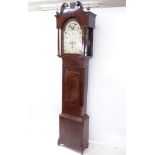 An Antique dome-top 8-day longcase clock, signed John Bloor of Newcastle, with painted face, 2