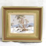 Brian Baigent (Australian), oil on board, snow gum, signed, with original receipt, 18cm x 24cm,