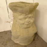 A concrete garden Toby jug design planter/umbrella stand, W30cm, H42cm