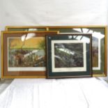 Terence Cuneo, 3 limited edition coloured prints, including Hounslow Heath 1919, First Airpost,