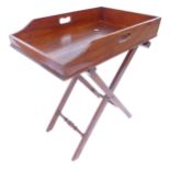 A butler's tray on stand, L71cm, H82cm, D46cm