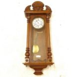 An oak-cased Vienna regulator wall clock, length 118cm