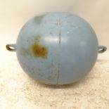 A blue painted metal buoy, W45cm, H75cm