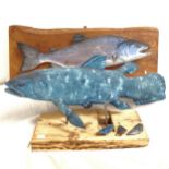 Clive Fredriksson, a carved and painted study of a coelacanth, length 94cm (A/F), and a carved and